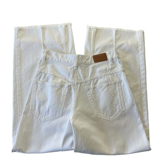 Isabel Marant White High Rise Wide Leg Cropped Raw Hem Cabrio White Jeans, 2 - Picture 8 of 16